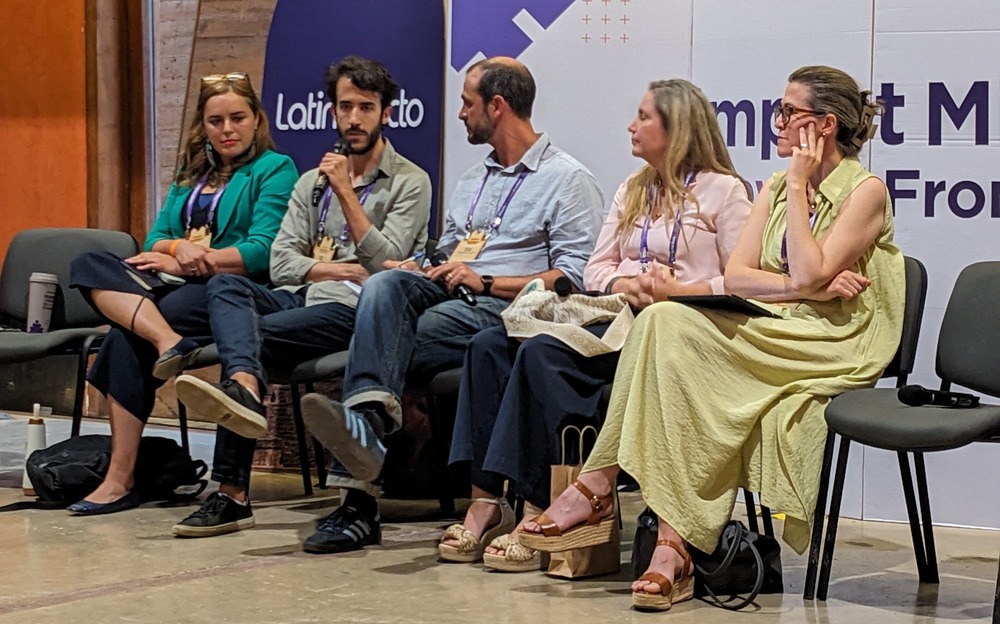 (L-R) Laura Ortiz Montemayor, Pedro Frizo, Marcelo Cwerner, Maria Camila Villegas and Vanessa Perez-Cirera at the 'community approaches to the bioeconomy' session