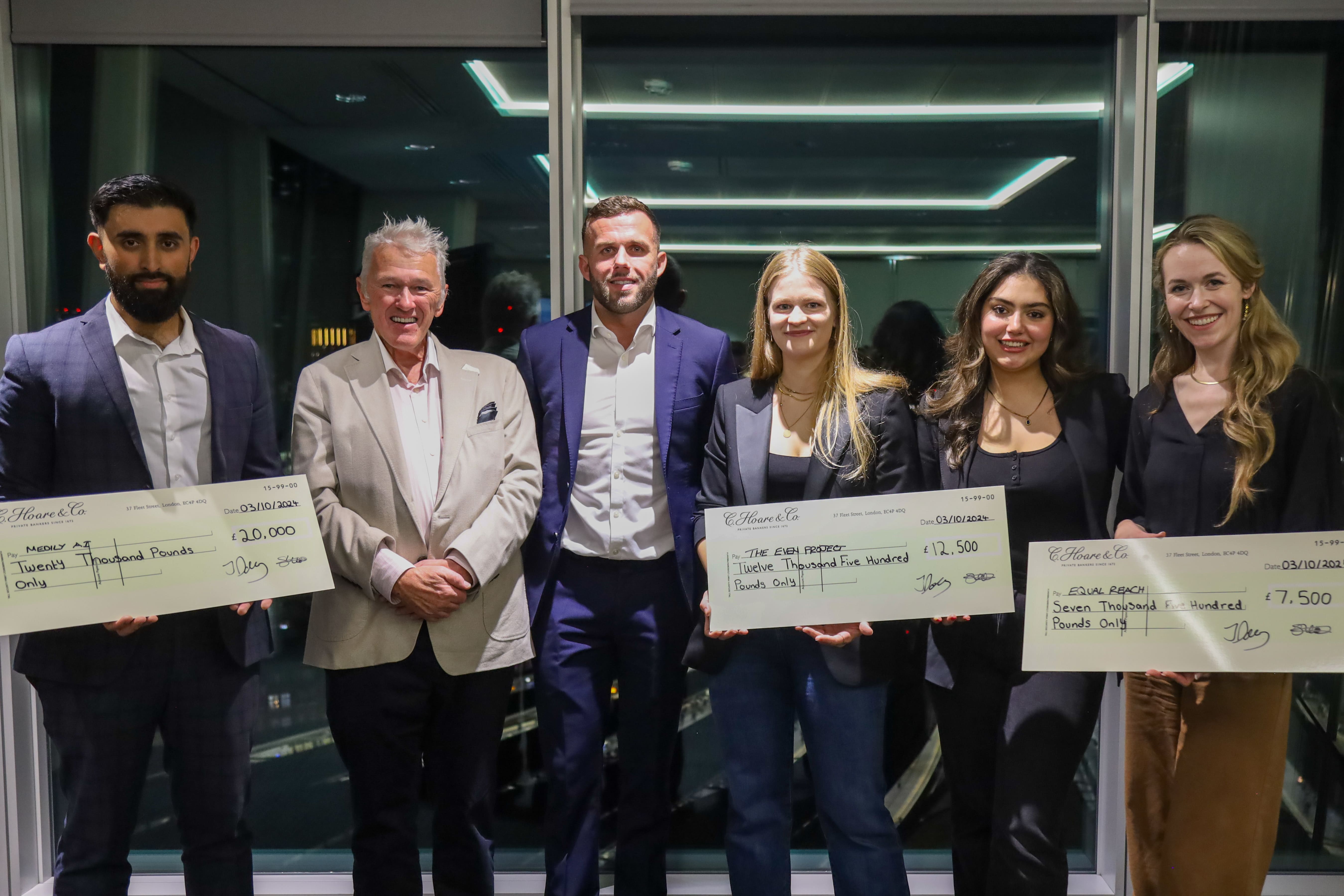 L to R Medily AI's Talha Mehmood, Tony Ford, Jack Ford, The Even Project's Sarah Bailey and Aurusha Kharas, EvenReach's Giselle Gonzales.jpeg