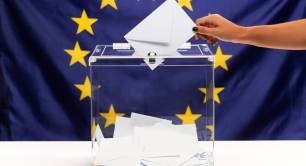 ballot box with European Flag