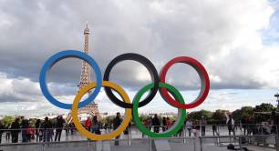 Olympic rings in the Place du Trocadéro in Paris in 2017