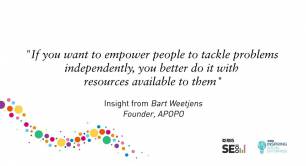 "If you want to empower people to tackle problems independently, you better do it with resources available to them"